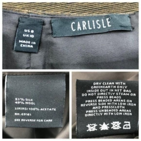 Carlisle Womens Silk Wool Pencil Skirt Size 8 Brown Bronze Sequin Embellished - Picture 8 of 9